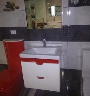 Комплект мебели за баня Arion Set 55см бял/червен