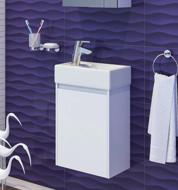 Шкаф за баня с мивка Лара 40см бял лява