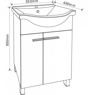 Шкаф за баня с мивка Пауло 55.5см. бял ICP5549