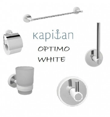 Комплект аксесоари за баня Optimo 4части бял/хром